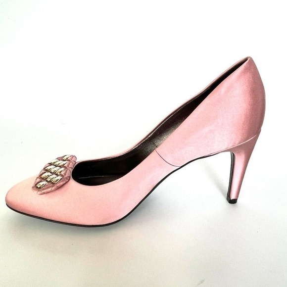 Bottega Veneta 454350 Women's Crepe Satin Stiletto shoe Pastel Pink Sz. 39 - Picture 14 of 15